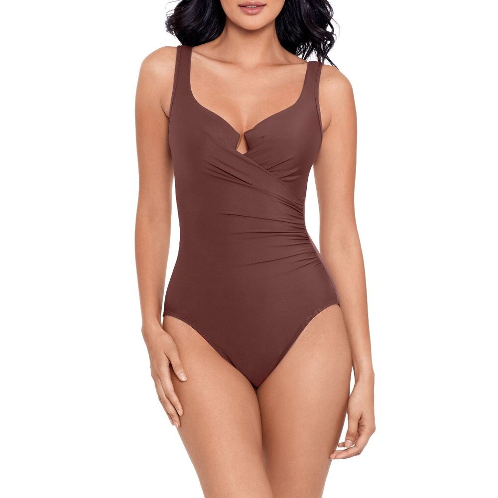 🆕 MIRACLESUIT Must Have Escape Slimming One Piece Swimsuit 12 Brown - Picture 3 of 9